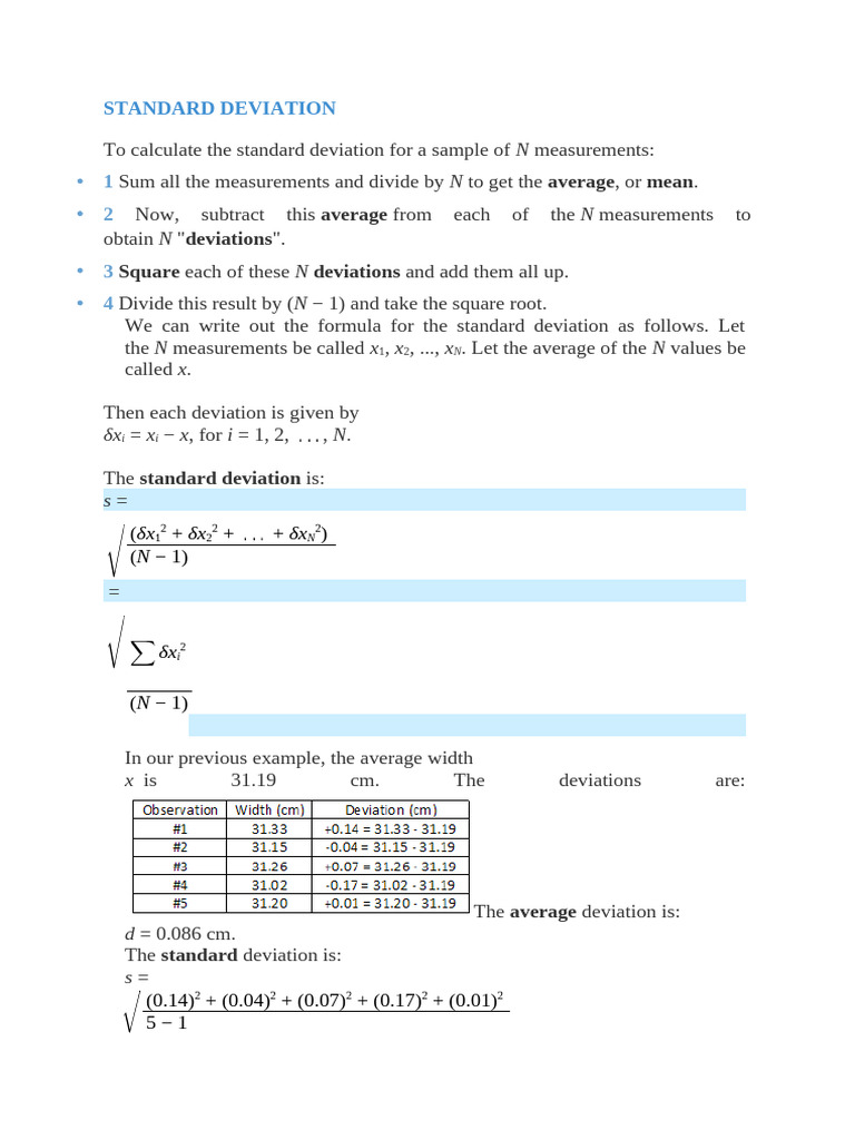 How to Calculate Standard Deviation | PDF | Standard Deviation ...