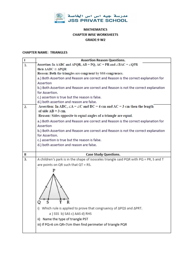 Triangles WS 2 | PDF | Geometry | Classical Geometry