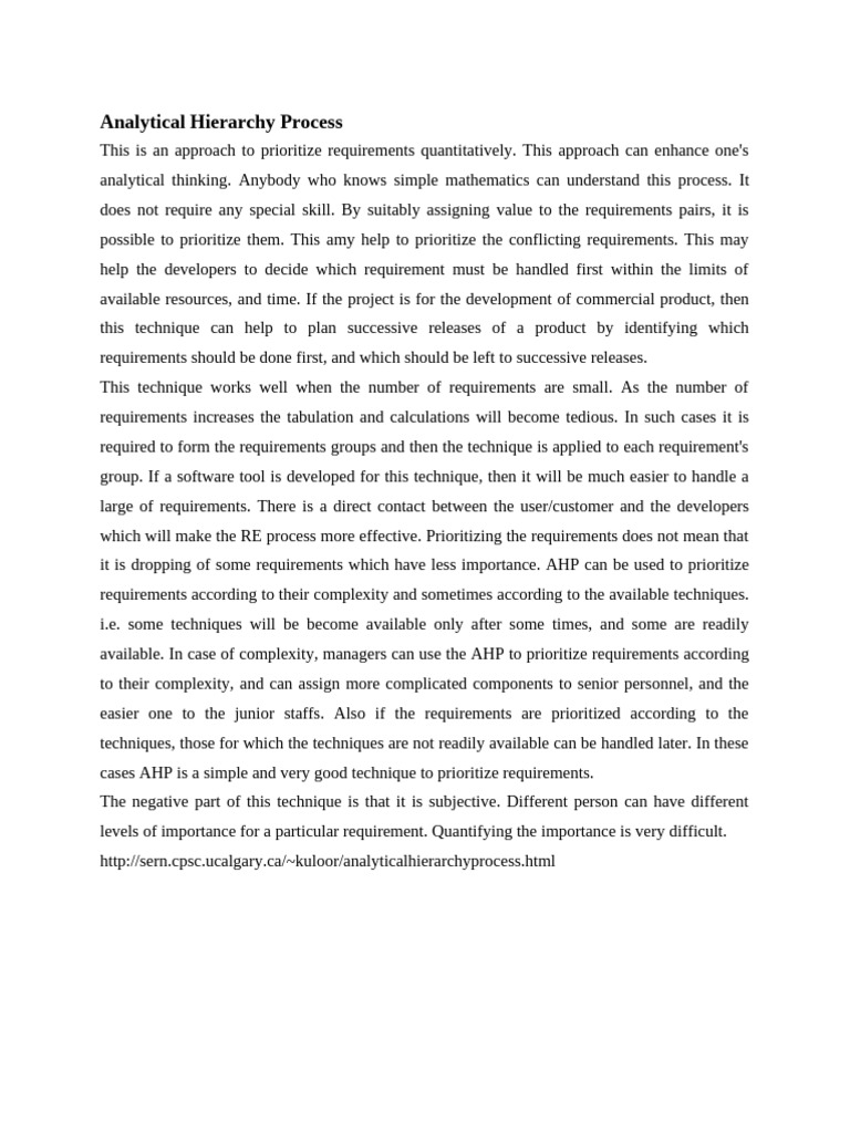 Analytical Hierarchy Process | PDF
