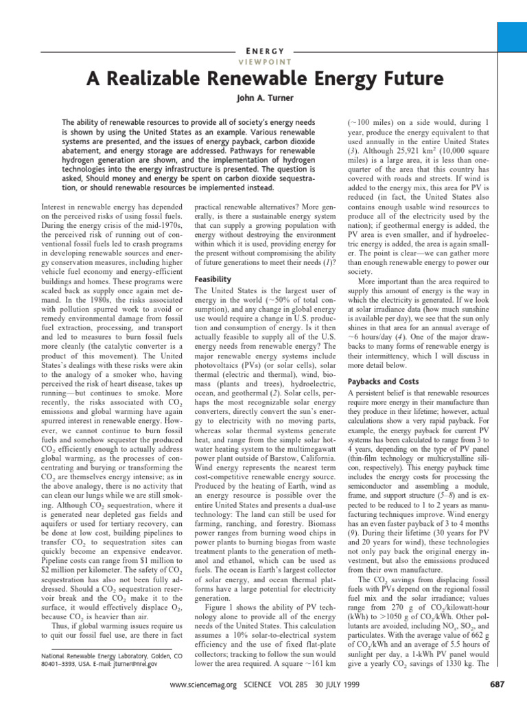 Future of Renewable Energy in the U.S. | PDF | Photovoltaics ...