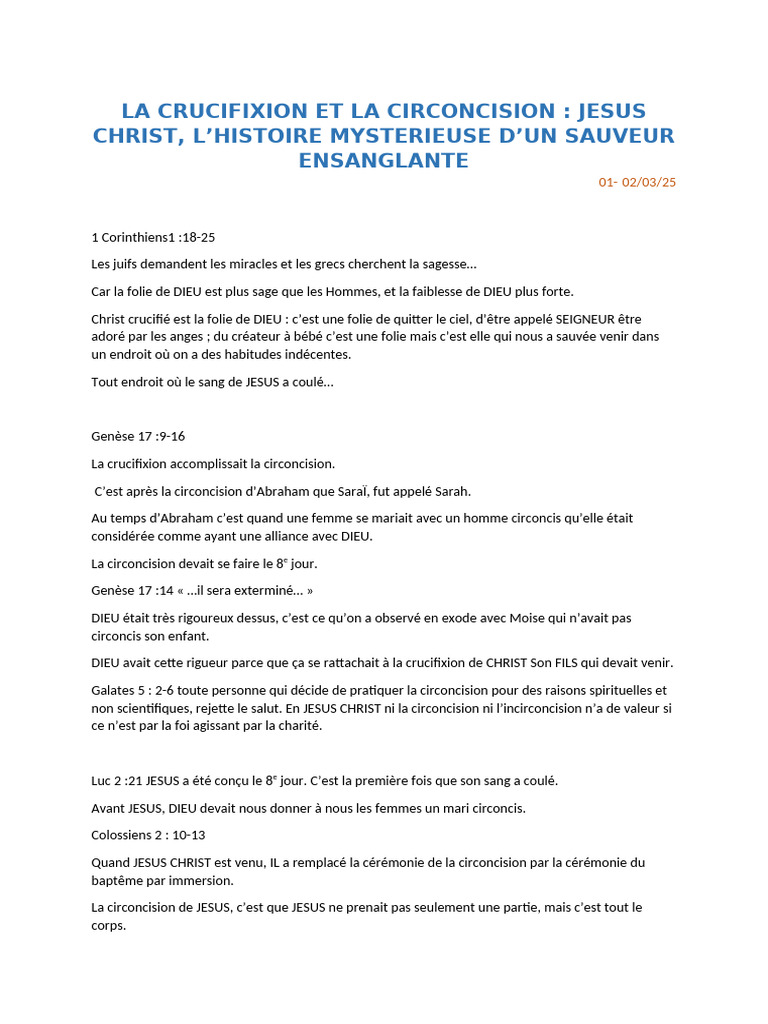 La Crucifixion et la Circoncision de Jésus | PDF | Sarah | Baptisme