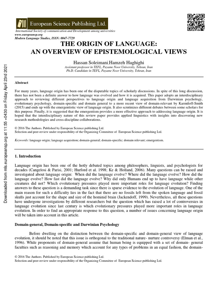 Overview of Language Origin Theories | PDF | Language Acquisition ...