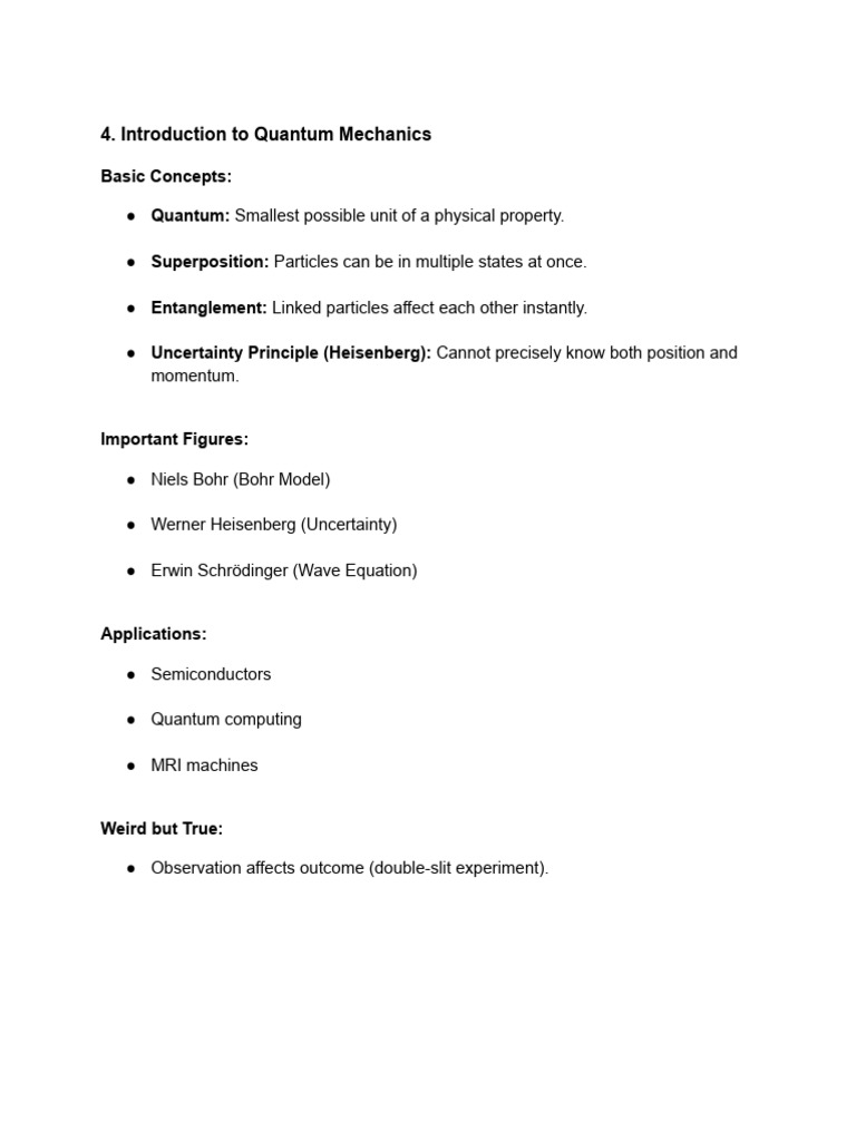 Introduction to Quantum Mechanics Concepts | PDF