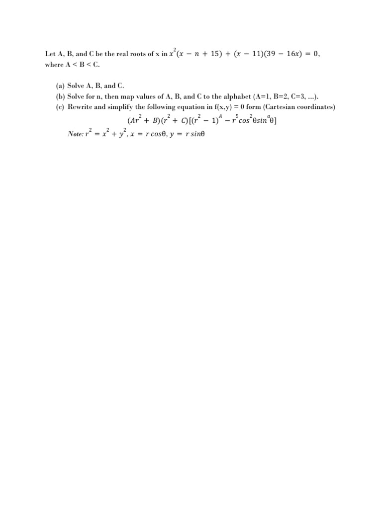 Solve Real Roots and Simplify Equation | PDF