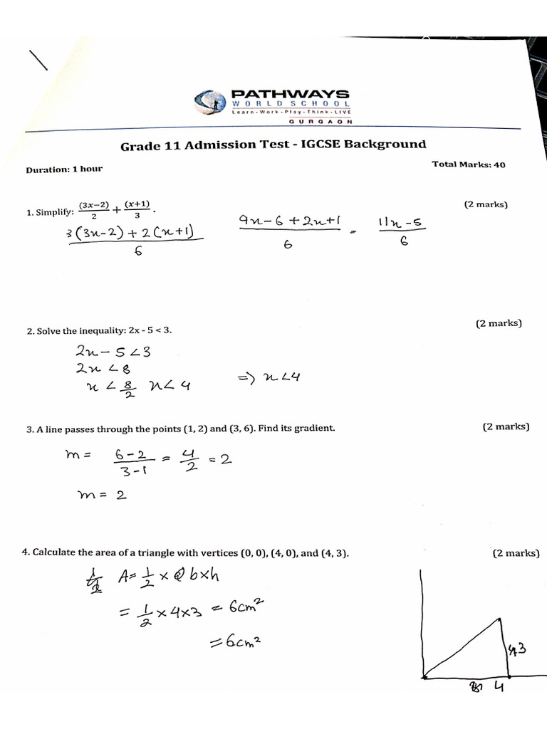 Pathways Maths Test | PDF