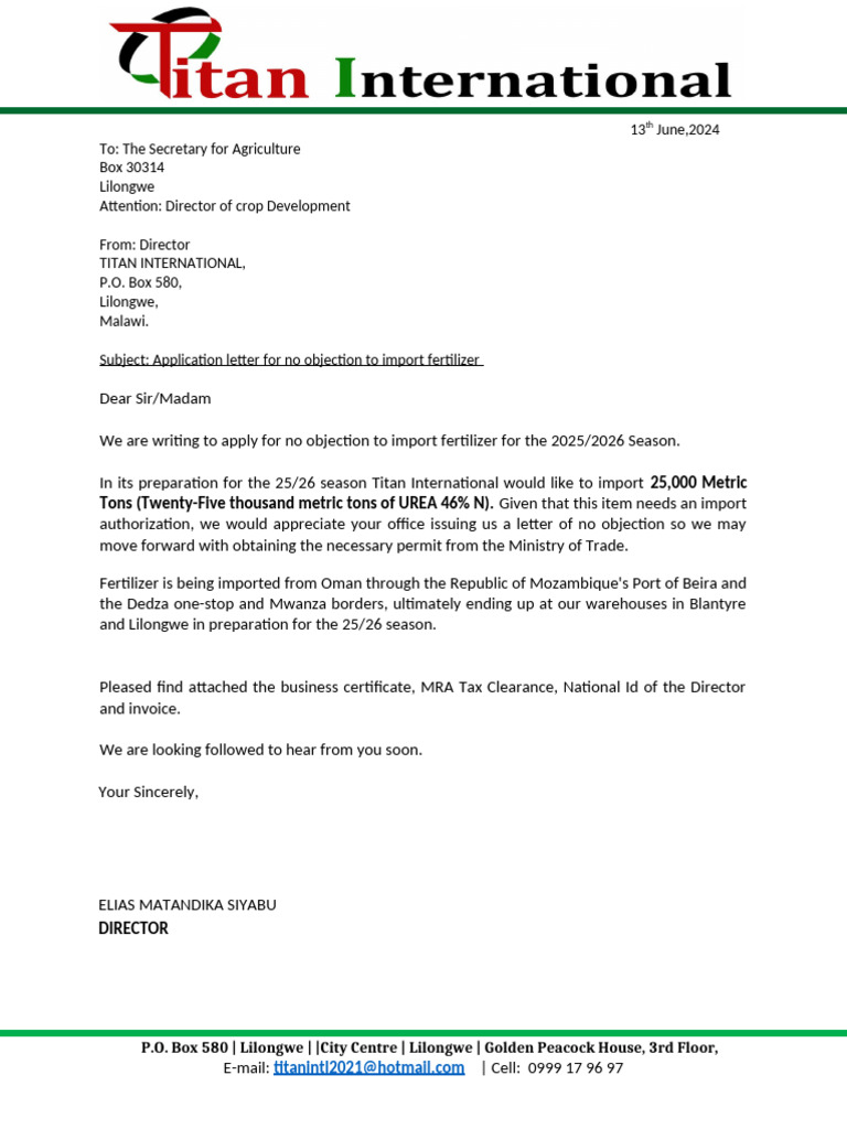 No Objection Letter | PDF