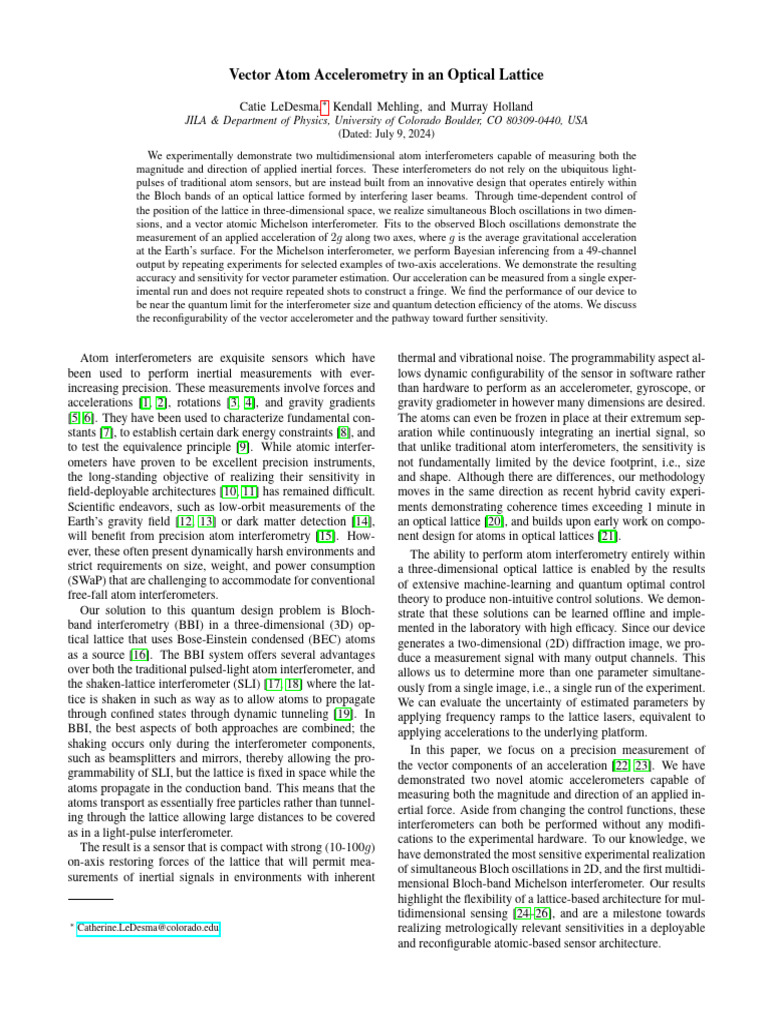 Multidimensional Vector Atom Accelerometry | PDF | Interferometry ...
