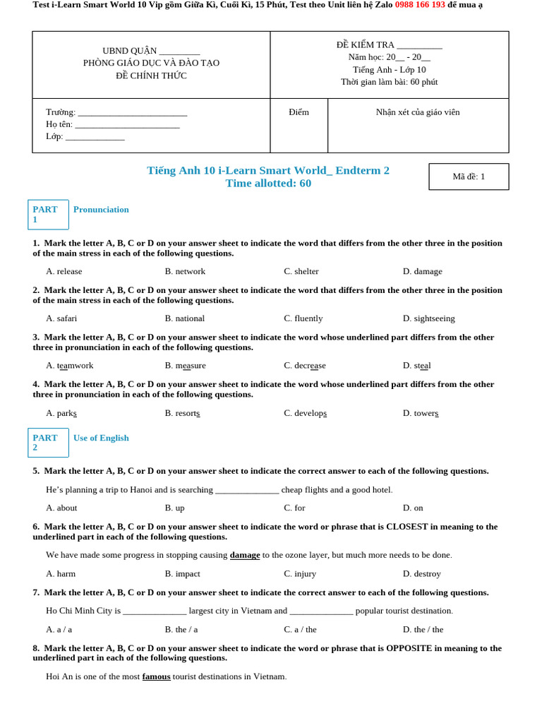 i-Learn Smart World 10 Test Papers | PDF | Cruelty To Animals