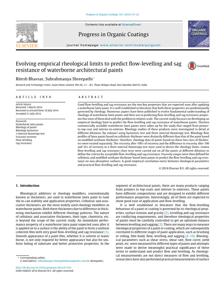 Predicting Flow-Levelling in Paints | PDF | Rheology | Paint