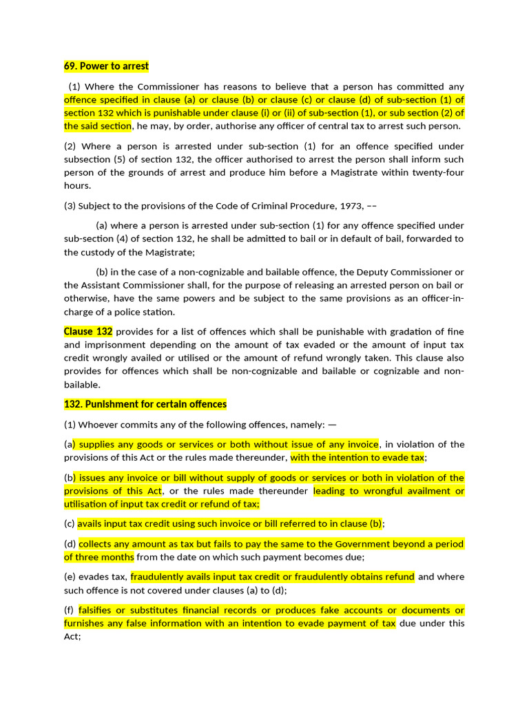 Arrest Provisions in GST | PDF | Bail | Arrest