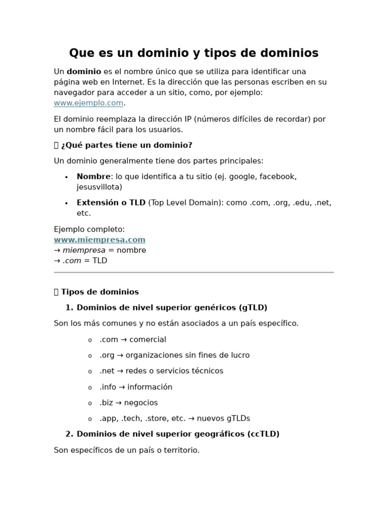 5 Que Es Un Dominio y Tipos de Dominios | PDF