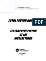 NICOLAE IORGA - TESTAMENTUL POLITIC Continutul