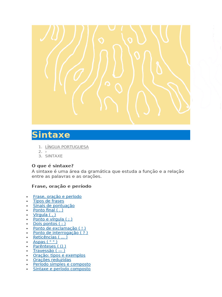 Sintaxe na Língua Portuguesa | PDF | Assunto (gramática) | Predicado ...