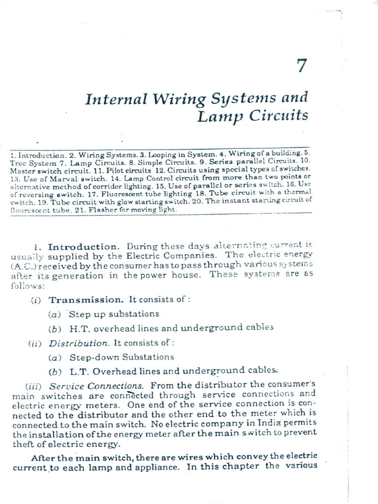 Internal Wiring Systems Overview | PDF | Switch | Electrical Wiring