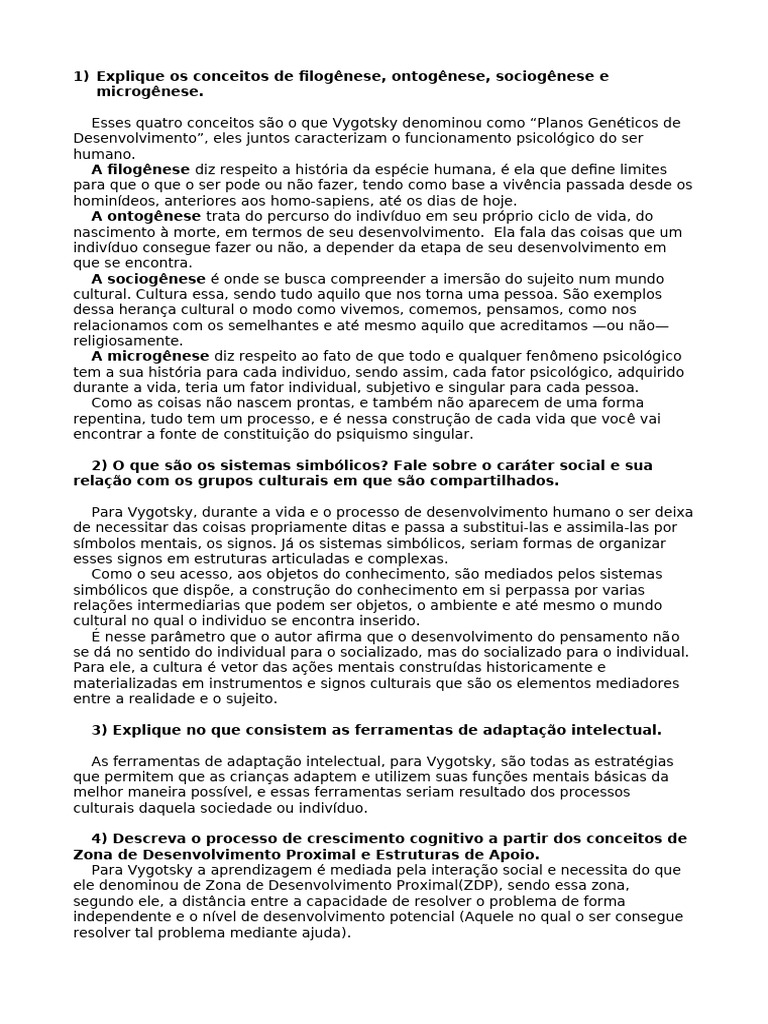 Conceitos de Vygotsky sobre Desenvolvimento Humano | PDF | Aprendizado ...