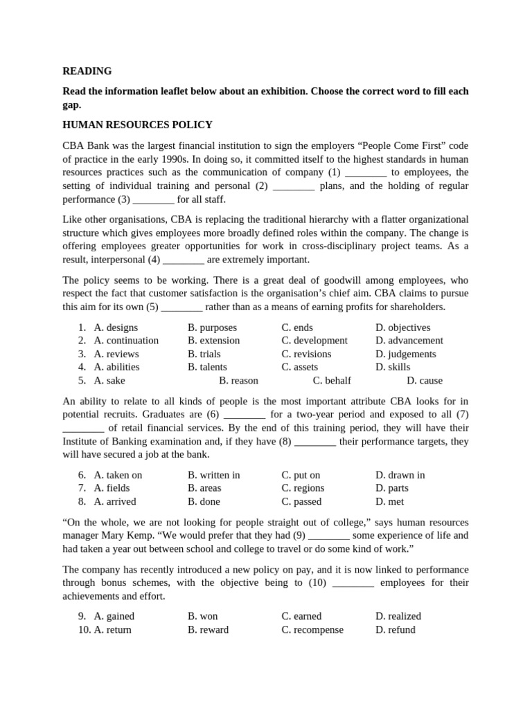 CBA Bank Human Resources Practices | PDF | Employment | Business