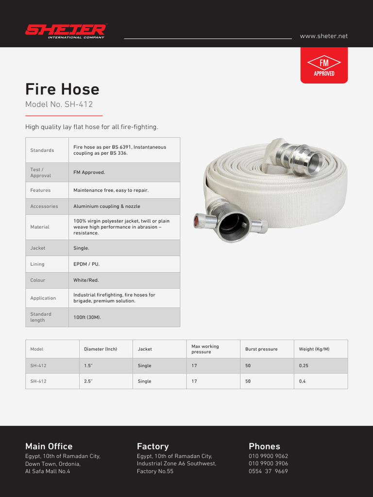 High-Quality Fire Hose SH-412 Specifications | PDF
