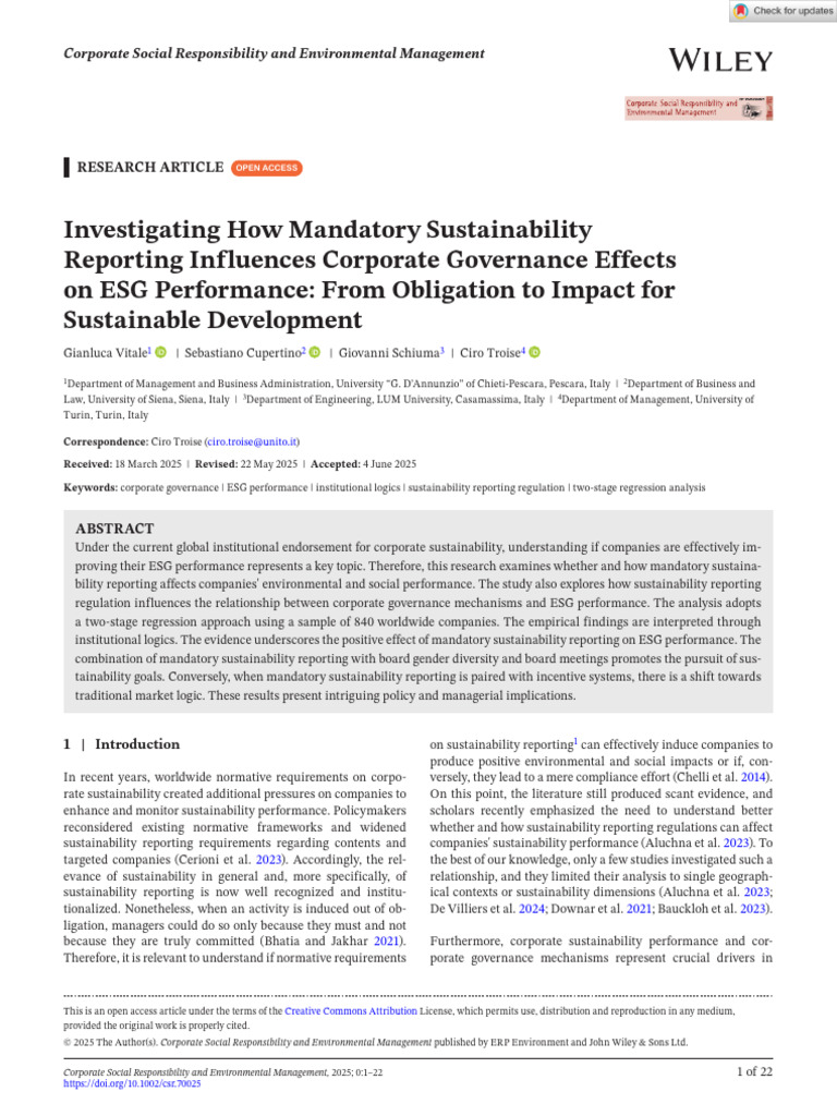 Sustainability Reporting's Impact on ESG | PDF | Governance ...