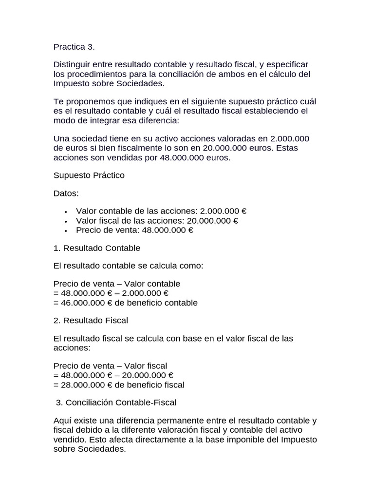 Conciliación Contable y Fiscal en Sociedades | PDF
