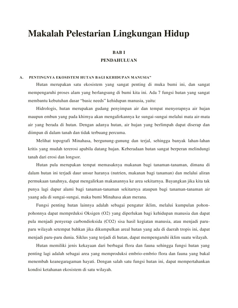 Makalah Pelestarian Lingkungan Hidup