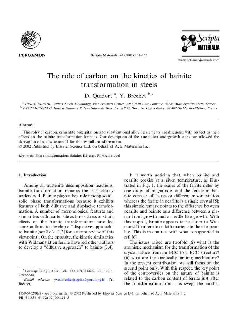 Carbon's Impact on Bainite Kinetics in Steel | PDF | Metallurgy ...