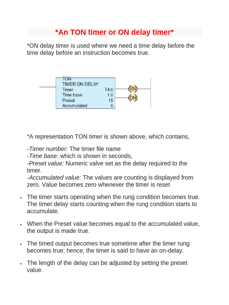 16.an TON Timer or On Delay Timer 1 | PDF