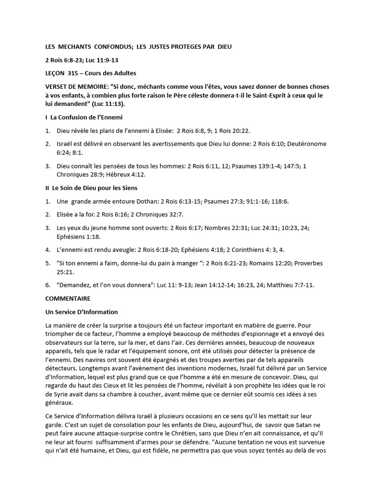 Protection divine et foi d'Élisée | PDF | Dieu | Livre de Job