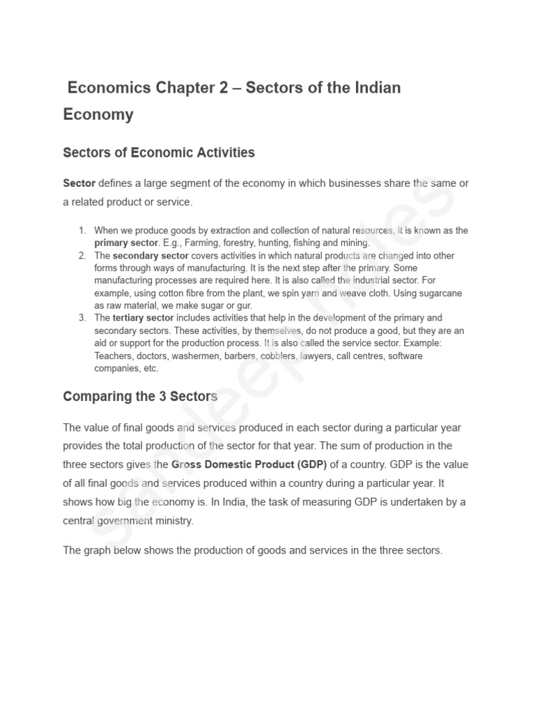 Sectors of the Indian Economy Explained | PDF | Employment | Gross ...