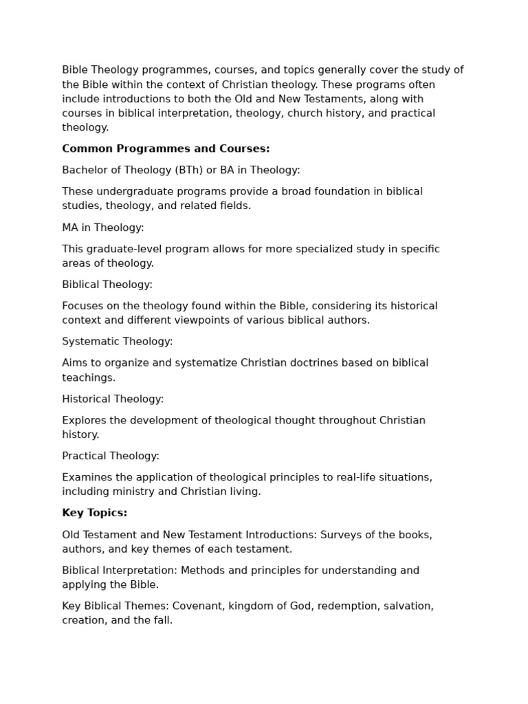 Overview of Theology Courses | PDF