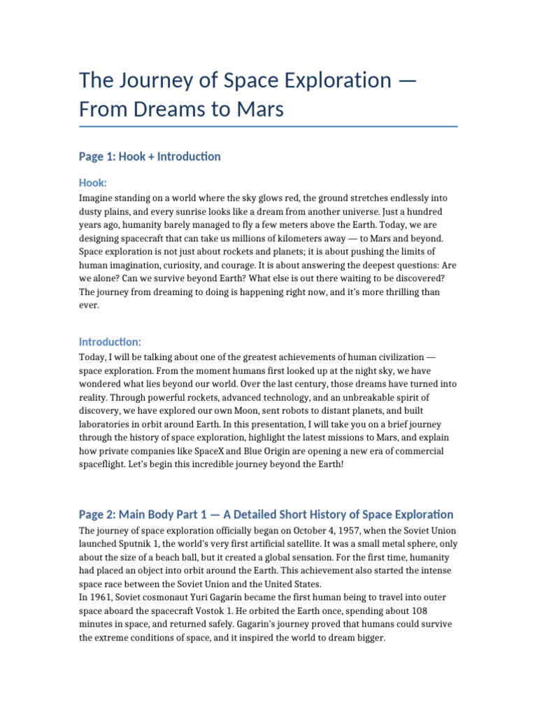 Space Exploration Presentation Pdf Exploration Of Mars Space