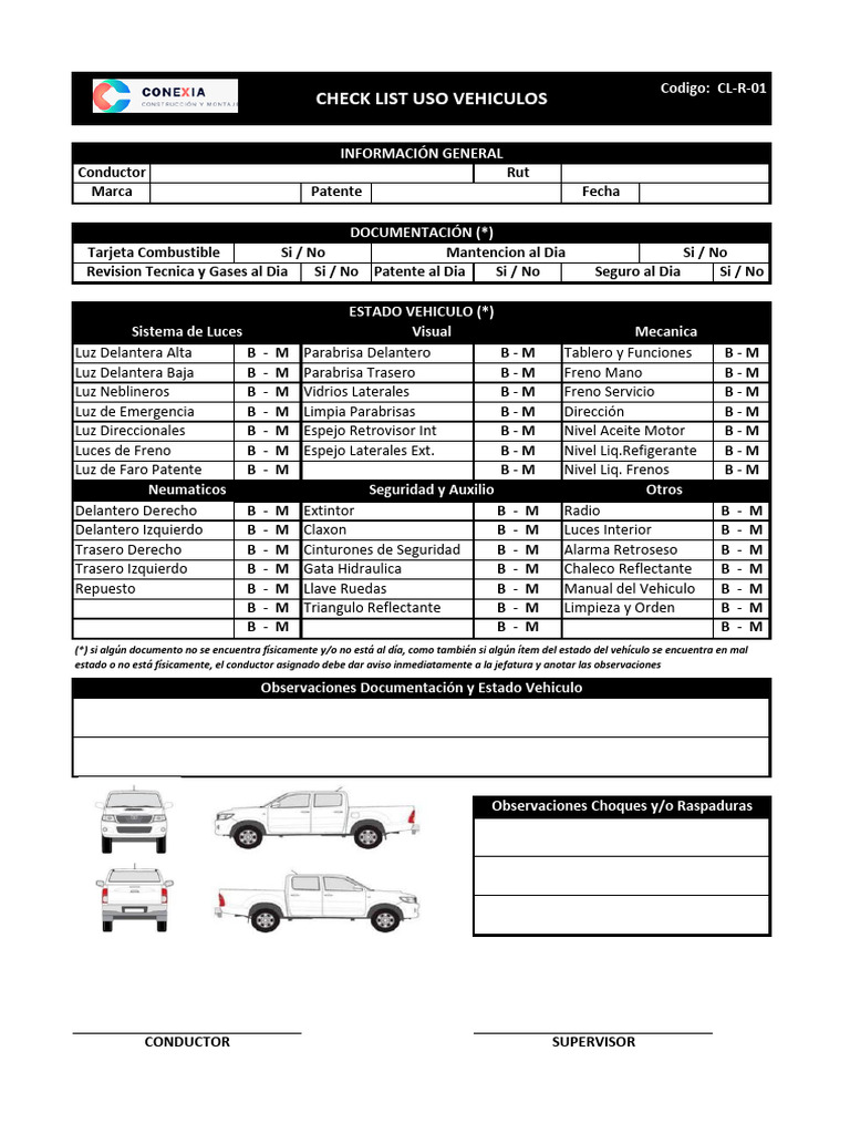Checklist de Estado y Documentación Vehicular | PDF | Estilos de ...