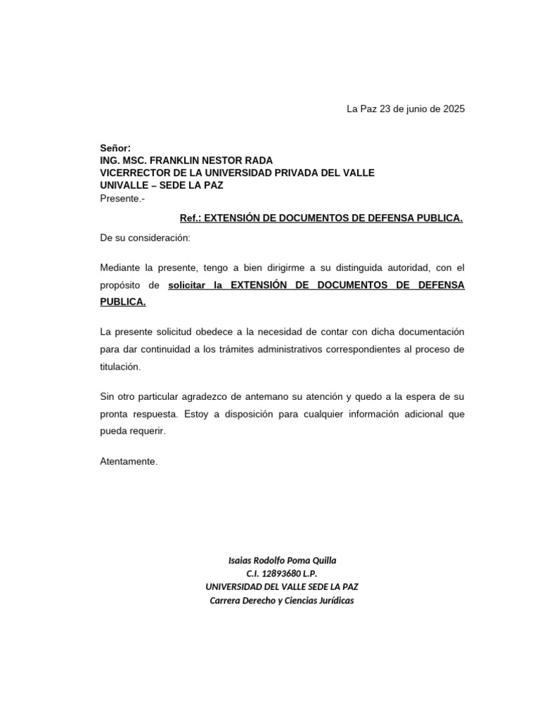 Solicitud de Extensión de Documentos | PDF