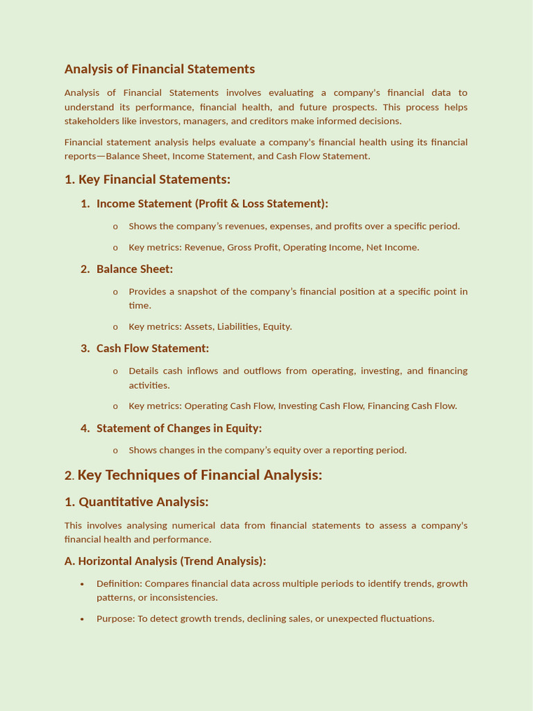 Analysis of Financial Statement | PDF | Financial Statement Analysis ...