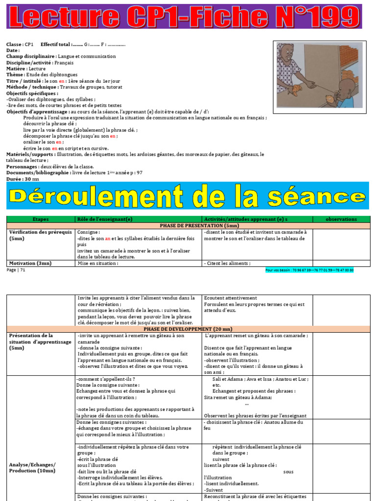 Séance de Lecture : Étude des Diphtongues | PDF | Apprentissage | Syllabe