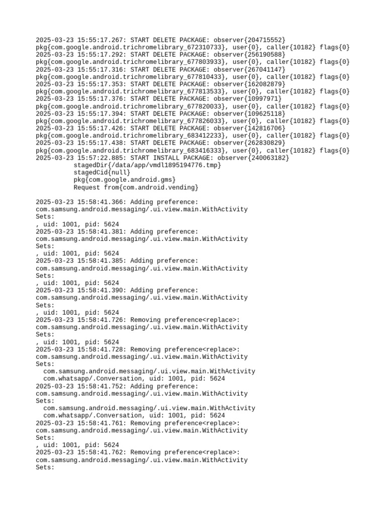 Android Package Management Logs | PDF | System Software | Software