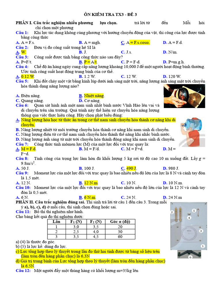 10 Dap An TX3 - de 3,4,5 | PDF