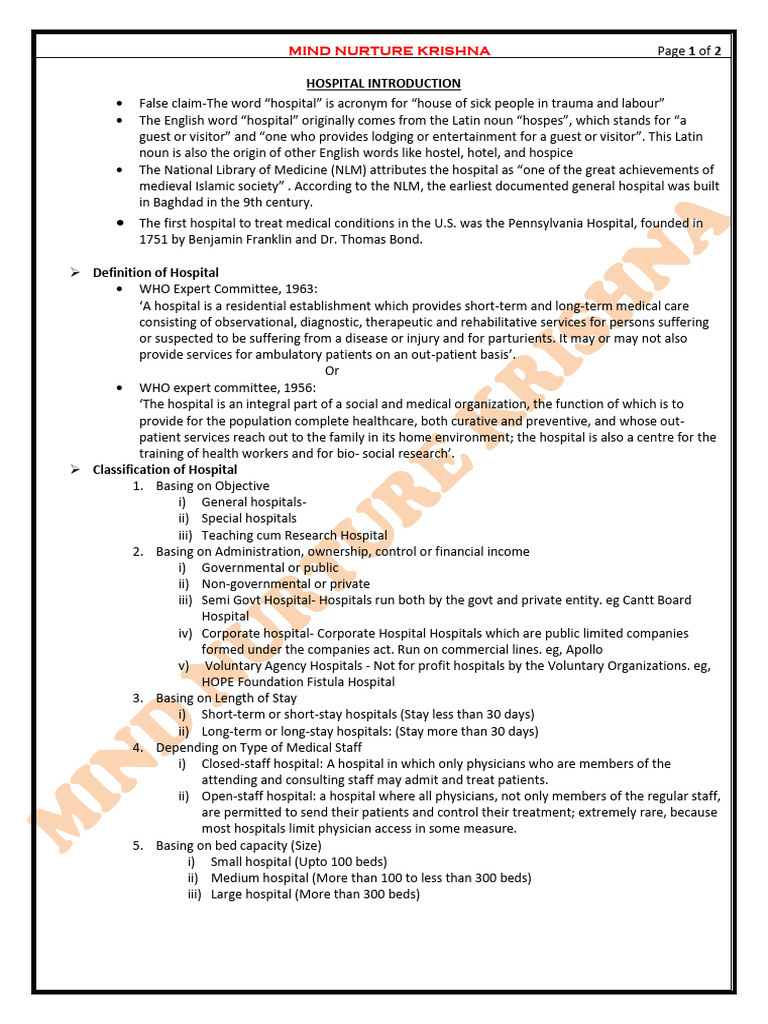 L-1 HOSPITAL Introduction | PDF | Hospital | Health Care