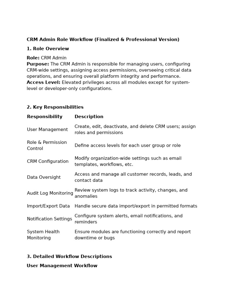 CRM Admin Workflow Overview | PDF | Customer Relationship Management ...