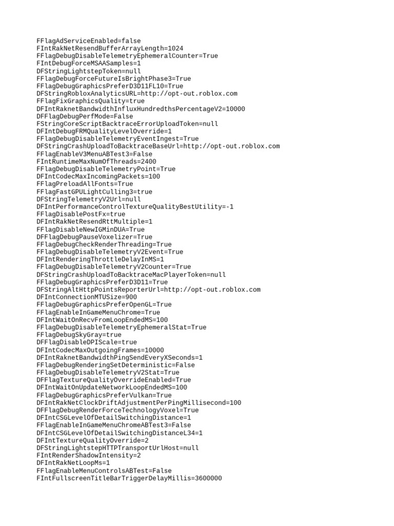 Roblox Performance Flags Overview | PDF