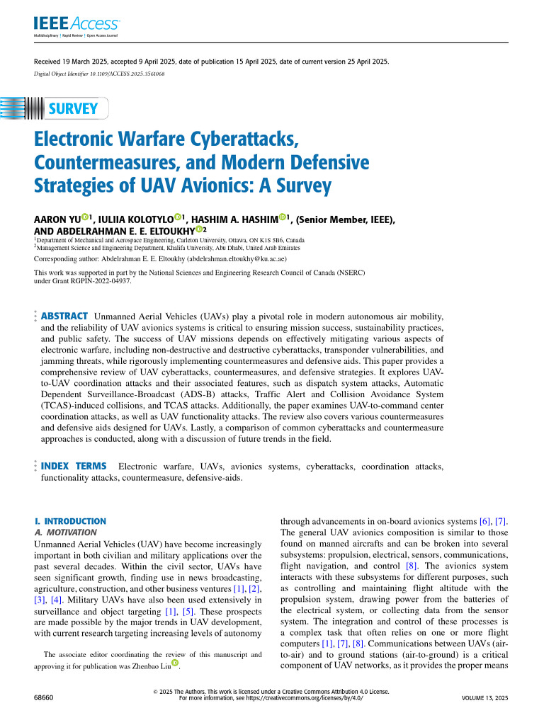 UAV Electronic Warfare: A Comprehensive Survey | PDF | Unmanned Aerial ...