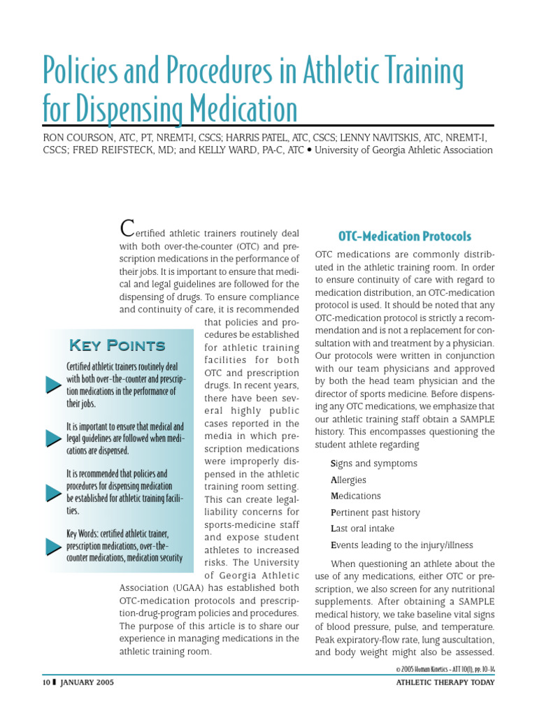 Medication Policies in Athletic Training | PDF | Over The Counter Drug ...