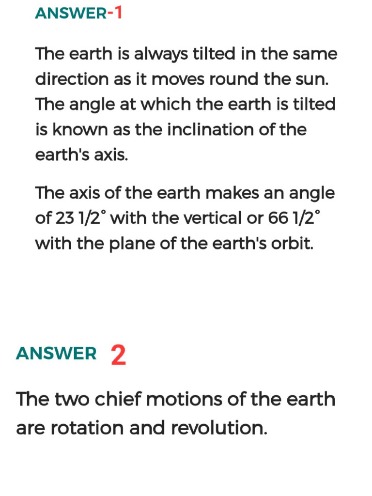 Brief QA 1 To 20 of Rotation and Revolution | PDF