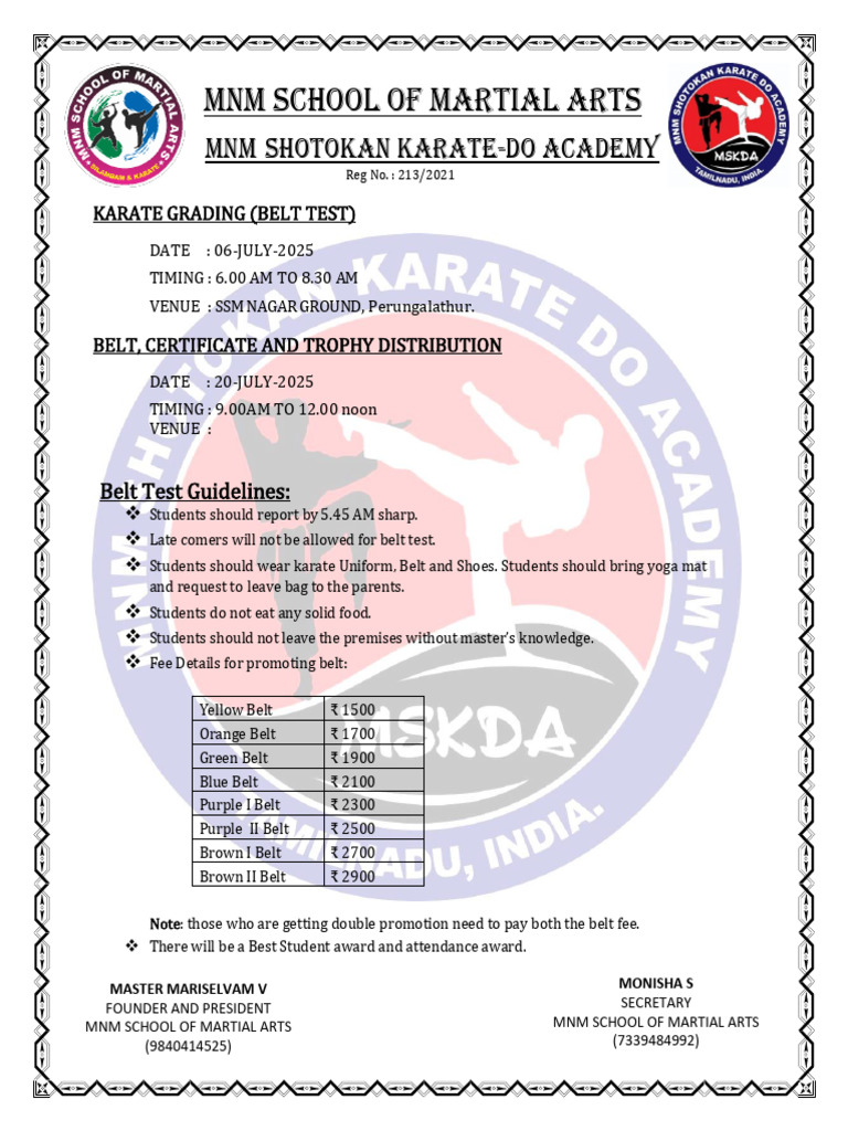 Karate Belt Test Guidelines-3 | PDF