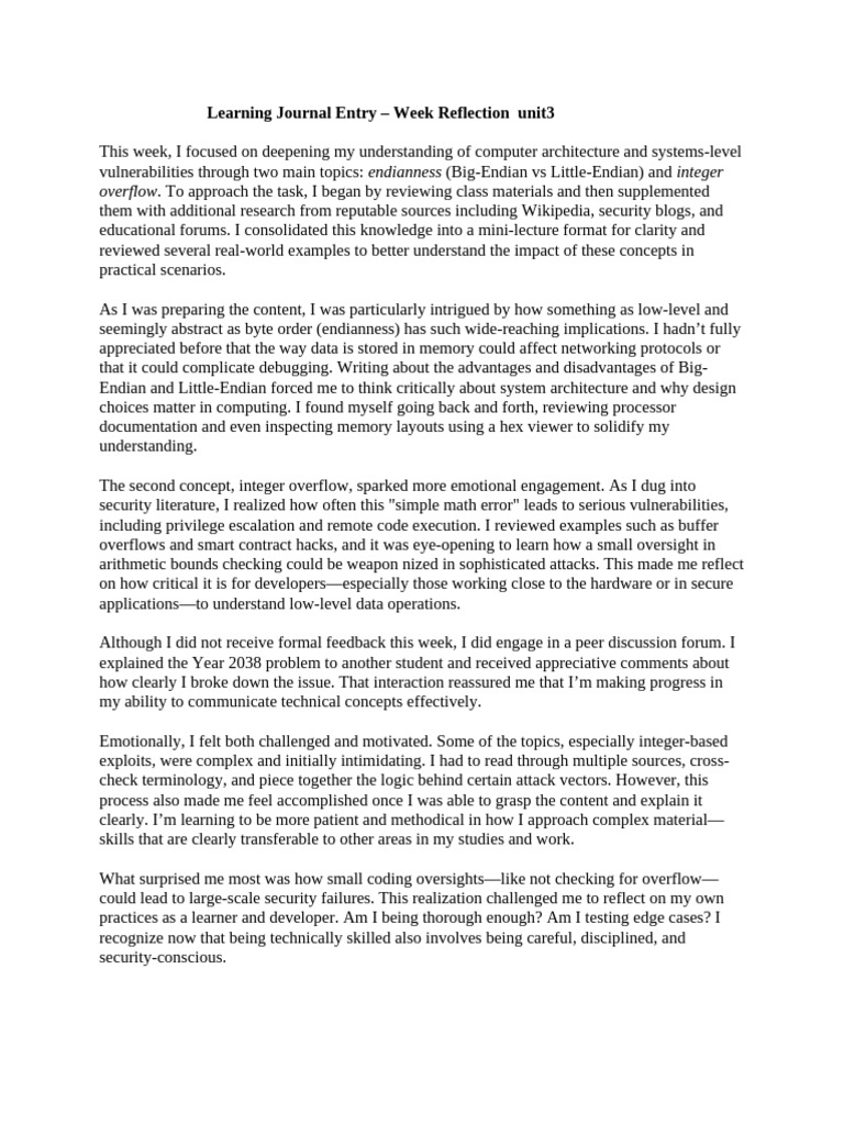 Learning Journal Entry | PDF | Learning | Computing