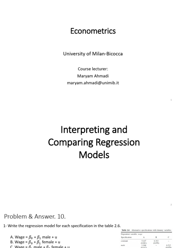 Regression Model Interpretations | PDF | Linear Regression | Regression ...