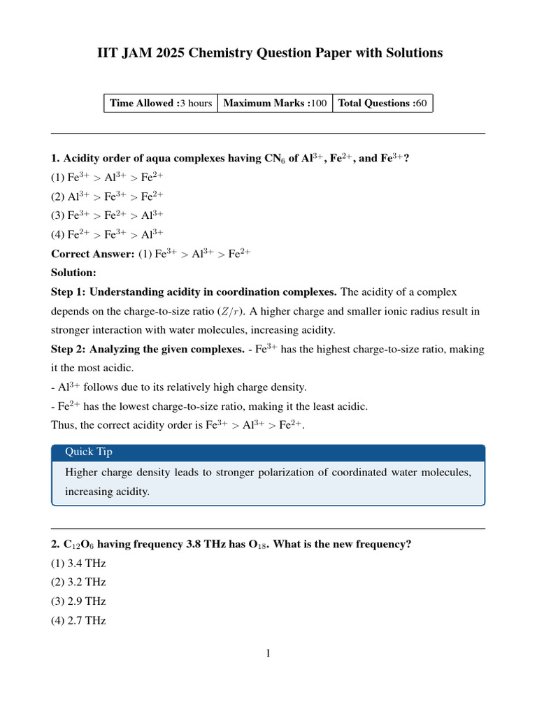 IIT JAM 2025 Chemistry Question Paper | PDF | Proton Nuclear Magnetic ...