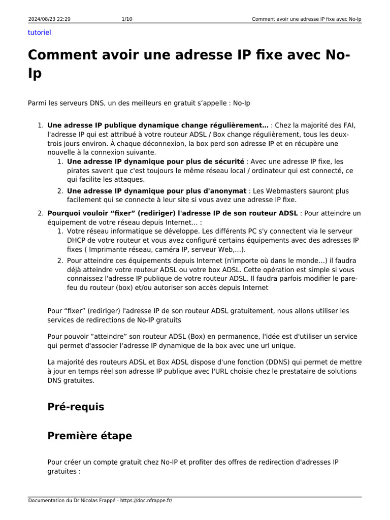 Obtenir une IP fixe avec No-IP | PDF | Adresse IP | Système de noms de ...