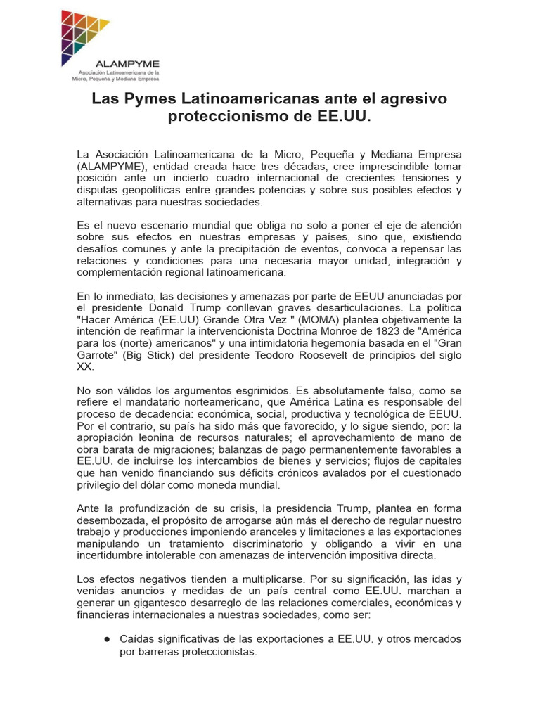 Pymes Latinoamericanas y el Proteccionismo de EE.UU. | PDF | America ...