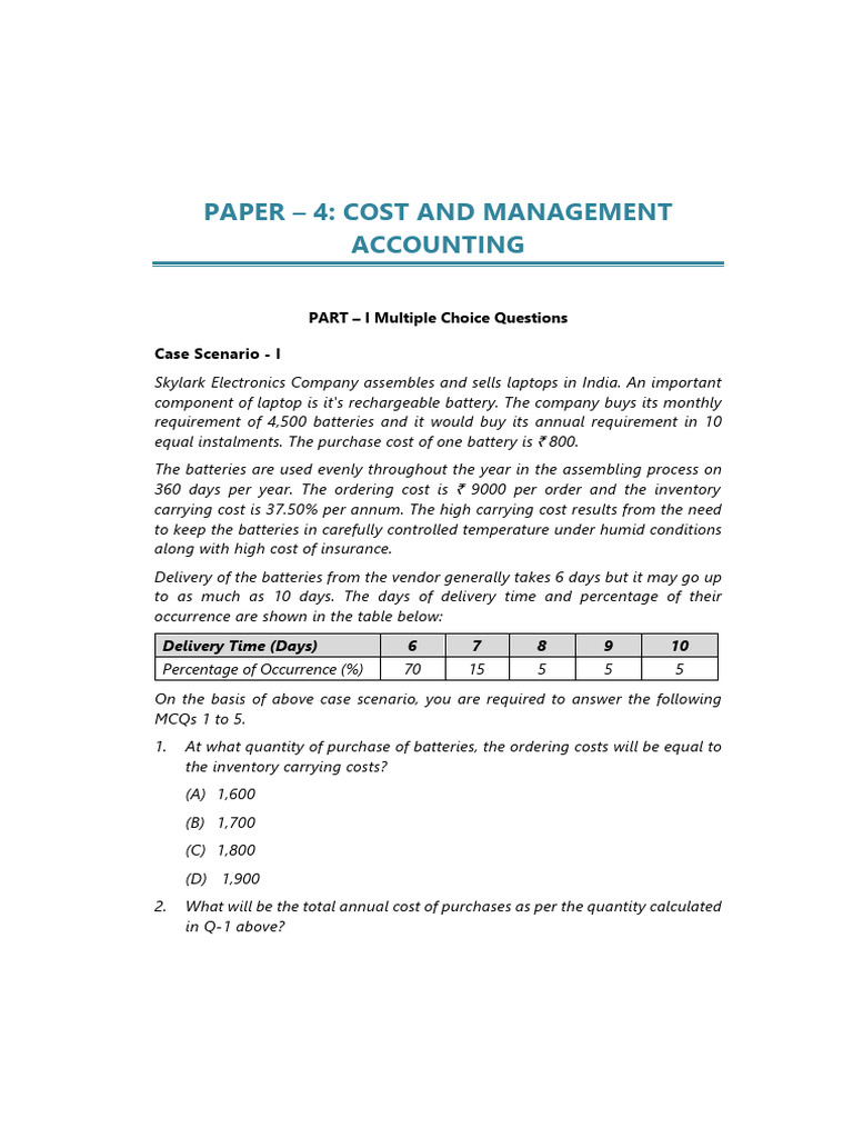 May 2025 CA Inter Costing Solutions | PDF | Cost Of Goods Sold | Profit ...