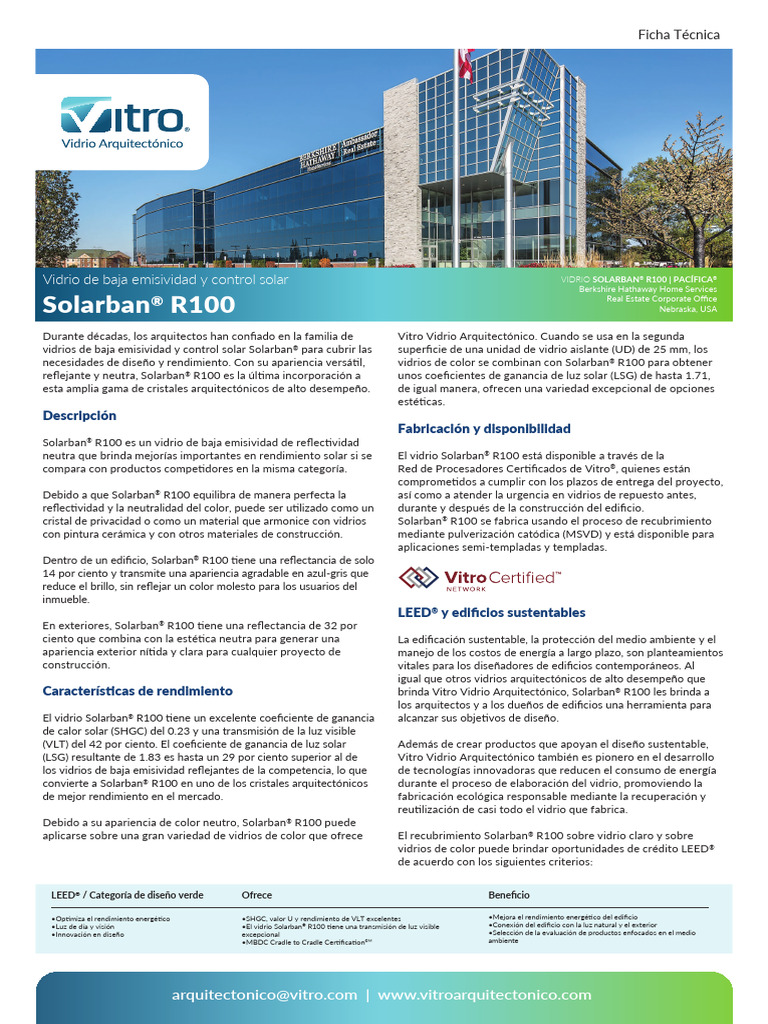 Vidrio Solarban® R100: Rendimiento Superior | PDF | Ciencias fisicas ...